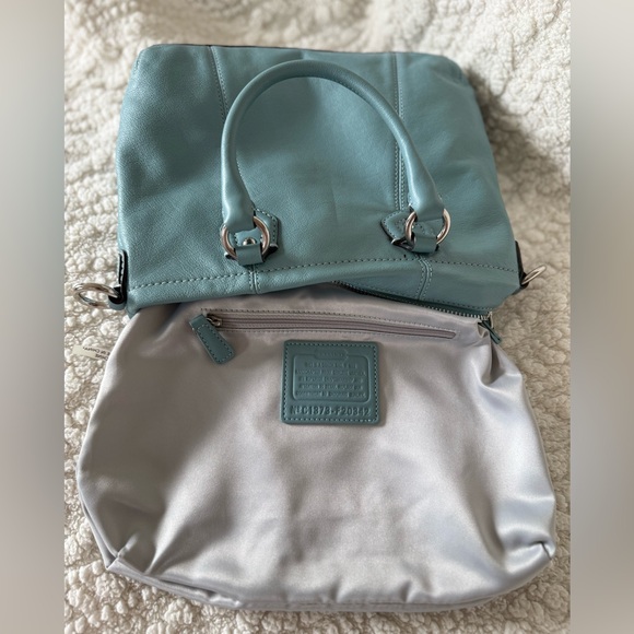 Vintage Coach Y2K Mini Ashley Leather Tote & Crossbody Bag Tiffany Blue & Silver - Picture 6 of 10